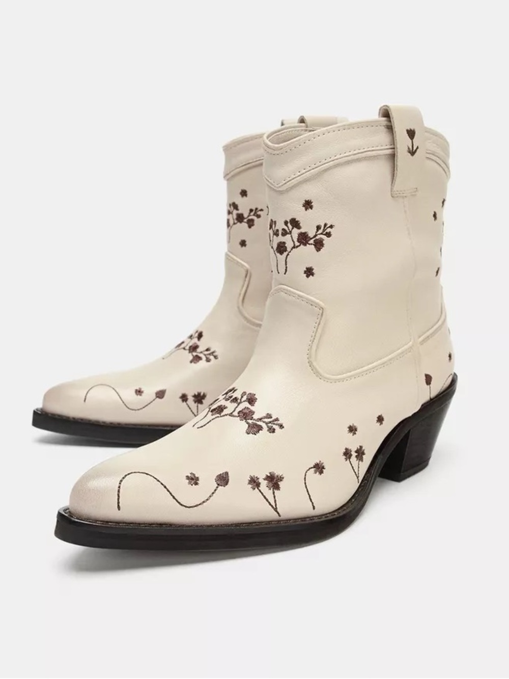 NWT Zara Woman LEATHER EMBROIDERED COWBOY
ANKLE BOOTS Size 9